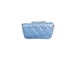 French Connection Blue Quilted Crossbody Bag Chain Strap Mini Purse NEW‎